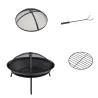 Brasero de Exterior con Tapa y Atizador Pozo de Fuego de Metal para Terraza Patio Jardín Ø47x33 cm Negro - Ogal.Es