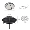 Brasero de Exterior con Tapa y Atizador Pozo de Fuego de Metal para Terraza Patio Jardín Ø47x33 cm Negro - Ogal.Es