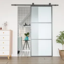 Herrajes para Puerta Corredera 200 cm Kit de Accesorios para Puerta de Granero de Madera 200x40x0,6 cm Negro - Ogal.Es