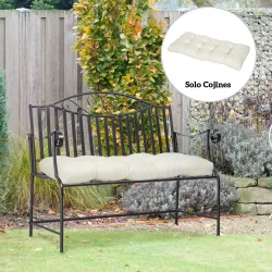 Cojín para Banco de 2 Plazas para Interior y Exterior con 8 Puntadas para Sillas Sofás 110x48x8 cm Crema - Ogal.Es