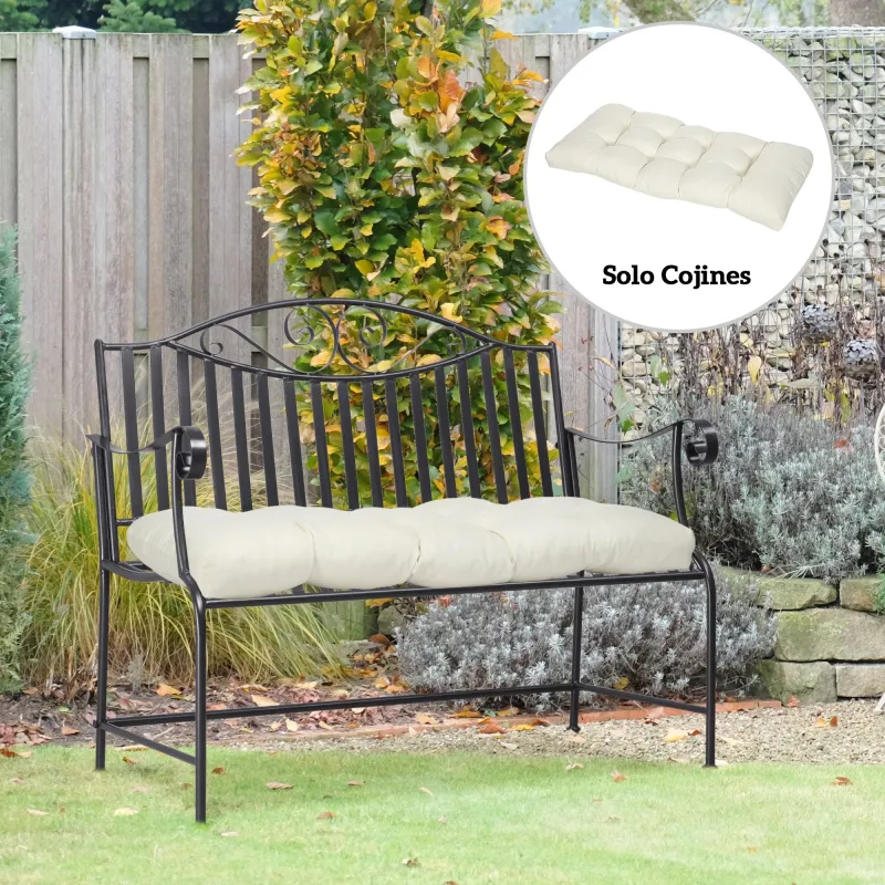 Cojín para Banco de 2 Plazas para Interior y Exterior con 8 Puntadas para Sillas Sofás 110x48x8 cm Crema - Ogal.Es