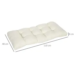 Cojín para Banco de 2 Plazas para Interior y Exterior con 8 Puntadas para Sillas Sofás 110x48x8 cm Crema - Ogal.Es