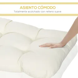 Cojín para Banco de 2 Plazas para Interior y Exterior con 8 Puntadas para Sillas Sofás 110x48x8 cm Crema - Ogal.Es