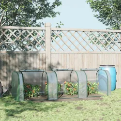 Invernadero de Jardín 295x100x80 cm para Cultivo de Plantas Tipo Túnel Marco Acero y Plástico Transparente - Ogal.Es