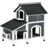 &nbsp;Caseta de Madera de Exterior para Gatos Casa para Gatos Refugio para Gatos de 2 Niveles 96x65x85,5 cm Gris - Ogal.Es