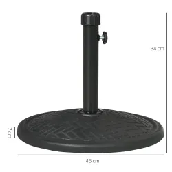 Base para Sombrilla de 14 kg Pie de Parasol para Mástil de Ø32-38 mm para Jardín Terraza Patio Ø46x34 cm Negro - Ogal.Es
