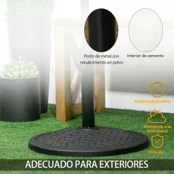 Base para Sombrilla de 14 kg Pie de Parasol para Mástil de Ø32-38 mm para Jardín Terraza Patio Ø46x34 cm Negro - Ogal.Es