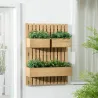 Jardinera de Pared de Madera con Enrejado y 3 Macetas Móviles para Jardín Terraza Patio 60x16x80 cm Natural - Ogal.Es