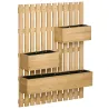 Jardinera de Pared de Madera con Enrejado y 3 Macetas Móviles para Jardín Terraza Patio 60x16x80 cm Natural - Ogal.Es