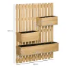 Jardinera de Pared de Madera con Enrejado y 3 Macetas Móviles para Jardín Terraza Patio 60x16x80 cm Natural - Ogal.Es