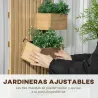 Jardinera de Pared de Madera con Enrejado y 3 Macetas Móviles para Jardín Terraza Patio 60x16x80 cm Natural - Ogal.Es