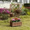 Jardinera con Celosía de Madera para Trepadoras Cultivos Plantas en Terraza Jardín Balcón 60x30x122,5 cm Natural - Ogal.Es