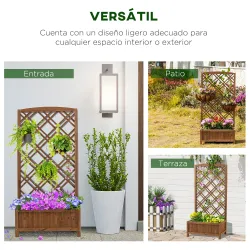 Jardinera con Celosía de Madera para Trepadoras Cultivos Plantas en Terraza Jardín Balcón 60x30x122,5 cm Natural - Ogal.Es
