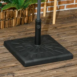 Base para Sombrilla de Resina 19 kg para Mástil de Ø32/38/48 mm para Jardín Terraza Patio 51x51x32 cm Negro - Ogal.Es