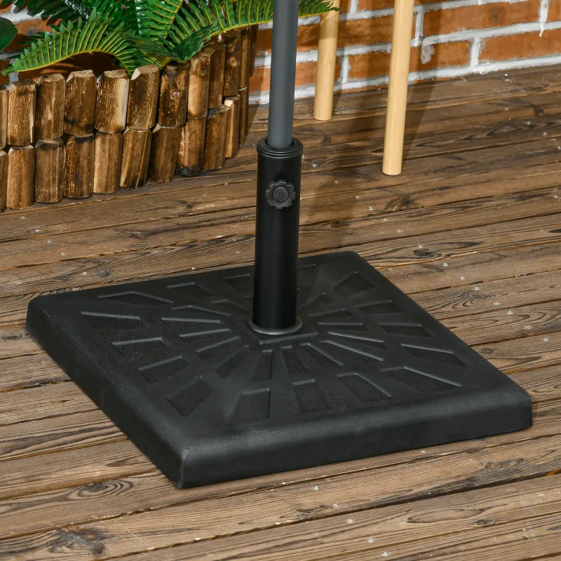 Base para Sombrilla de Resina 19 kg para Mástil de Ø32/38/48 mm para Jardín Terraza Patio 51x51x32 cm Negro - Ogal.Es