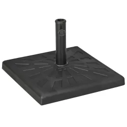 Base para Sombrilla de Resina 19 kg para Mástil de Ø32/38/48 mm para Jardín Terraza Patio 51x51x32 cm Negro - Ogal.Es