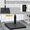 Base para Sombrilla de Resina 19 kg para Mástil de Ø32/38/48 mm para Jardín Terraza Patio 51x51x32 cm Negro - Ogal.Es