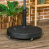 Base para Sombrilla de Resina de 25 kg con Ruedas y Asa Retráctil para Postes de Ø38/48 mm Ø53x41 cm Negro - Ogal.Es