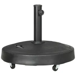 Base para Sombrilla de Resina de 25 kg con Ruedas y Asa Retráctil para Postes de Ø38/48 mm Ø53x41 cm Negro - Ogal.Es