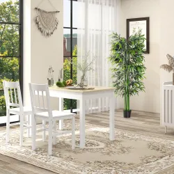 Mesa para 4-6 Personas para Comedor Cocina Salón de Melamina de Madera de Estilo Moderno 119x70x75 cm Roble y Bl... - Ogal.Es