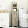 Portarrollos de Papel Higiénico con Armario para Baño con Estante Interior Ajustable 23x18x100 cm Gris - Ogal.Es