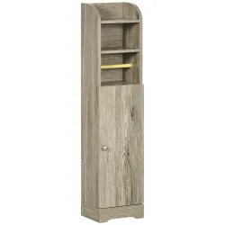 Portarrollos de Papel Higiénico con Armario para Baño con Estante Interior Ajustable 23x18x100 cm Gris - Ogal.Es
