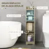 Portarrollos de Papel Higiénico con Armario para Baño con Estante Interior Ajustable 23x18x100 cm Gris - Ogal.Es