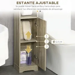 Portarrollos de Papel Higiénico con Armario para Baño con Estante Interior Ajustable 23x18x100 cm Gris - Ogal.Es