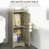 Portarrollos de Papel Higiénico con Armario para Baño con Estante Interior Ajustable 23x18x100 cm Gris - Ogal.Es
