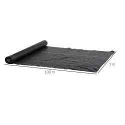 Malla Geotextil 1x100 m Malla de Jardín contra Malas Hierbas 60 g/m² Rollo de Malla Antimaleza Negro - Ogal.Es