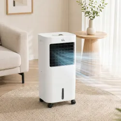 Enfriador de Aire Portátil Silencioso Aire Acondicionado con Pantalla LED y Control Remoto 32x37x74 cm Blanco - Ogal.Es