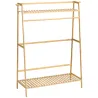 Perchero de Pie de Madera de Bambú para Ropa con 2 Estantes 2 Ganchos y Barra para Colgar 114x40x139 cm Natural - Ogal.Es