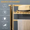 Perchero de Pie de Madera de Bambú para Ropa con 2 Estantes 2 Ganchos y Barra para Colgar 114x40x139 cm Natural - Ogal.Es