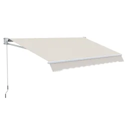 Toldo de Pared Apertura Manual de Aluminio y Poliéster UV50+ para Exterior con Manivela 200x250 cm Blanco Crema - Ogal.Es