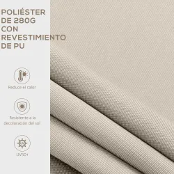 Toldo de Pared Apertura Manual de Aluminio y Poliéster UV50+ para Exterior con Manivela 200x250 cm Blanco Crema - Ogal.Es