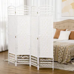 Biombo Separador de Ambientes de 4 Paneles Plegable de Cuerda de Papel 160x170cm Decoración para Dormitorio Saló... - Ogal.Es