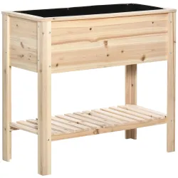 Huerto Urbano Elevado con Estante de Madera con Tela no Tejida para Cultivos Plantas Flores Jardín 90x40x81 cm N... - Ogal.Es