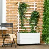 Jardinera con Enrejado de Madera Maciza Soporte con 4 Ruedas Celosía y Malla Geotextil 76x30x155 cm Blanco - Ogal.Es