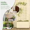 Jardinera con Enrejado de Madera Maciza Soporte con 4 Ruedas Celosía y Malla Geotextil 76x30x155 cm Blanco - Ogal.Es