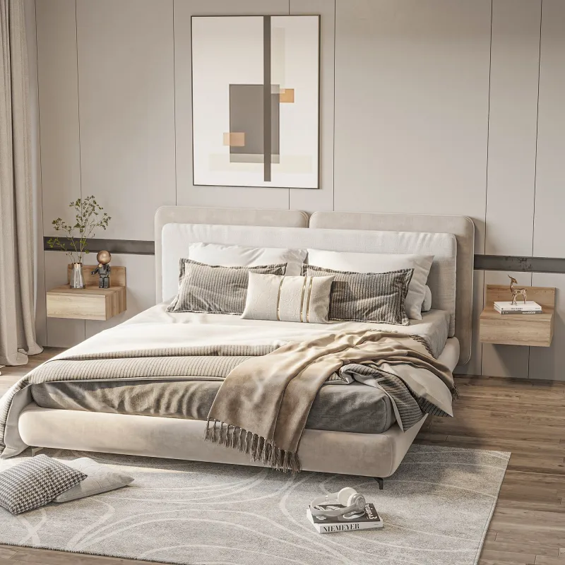 2 Mesitas de Noche Flotantes Juego de 2 Mesillas de Noche con Cajón para Dormitorio Habitación 43x36,5x30,5 cm N... - Ogal.Es