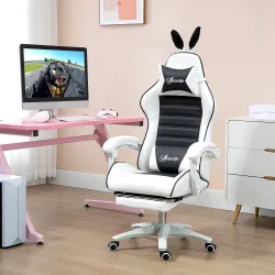 Silla Gaming Profesional de Cuero PU con Altura Ajustable Inclinable 135° Reposacabezas 65x63x136-142 cm Negro y... - Ogal.Es