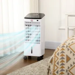 Climatizador Evaporativo 3,5L 3 en 1 Humidificador Ventilador 65W Pantalla LED 24,5x27x60 cm Blanco - Ogal.Es