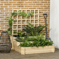 Jardinera de 3 Niveles con Enrejado y Tela no Tejida para Cultivos Verduras Flores Hierbas 95x95x110 cm Natural - Ogal.Es