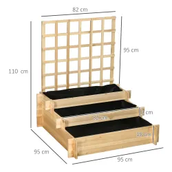 Jardinera de 3 Niveles con Enrejado y Tela no Tejida para Cultivos Verduras Flores Hierbas 95x95x110 cm Natural - Ogal.Es