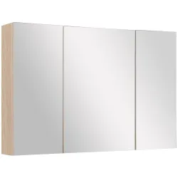 Armario de Baño con Espejo 3 Puertas y Estantes Ajustables para Aseo Estilo Moderno 90x60x13,5 cm Roble - Ogal.Es