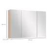 Armario de Baño con Espejo 3 Puertas y Estantes Ajustables para Aseo Estilo Moderno 90x60x13,5 cm Roble - Ogal.Es