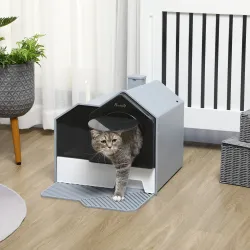 Arenero para Gatos Caja de Arena Cerrada para Gatos con Bandeja Extraíble Pala y Filtro Desodorizante 47x45x42 c... - Ogal.Es