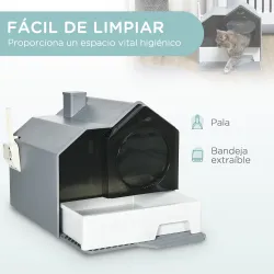 Arenero para Gatos Caja de Arena Cerrada para Gatos con Bandeja Extraíble Pala y Filtro Desodorizante 47x45x42 c... - Ogal.Es