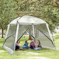 Carpa de Jardín 3x3 m para 6-8 Personas con 4 Mosquiteras y 2 Puertas Protección UV50+ con Bolsa de Transporte B... - Ogal.Es