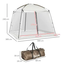 Carpa de Jardín 3x3 m para 6-8 Personas con 4 Mosquiteras y 2 Puertas Protección UV50+ con Bolsa de Transporte B... - Ogal.Es